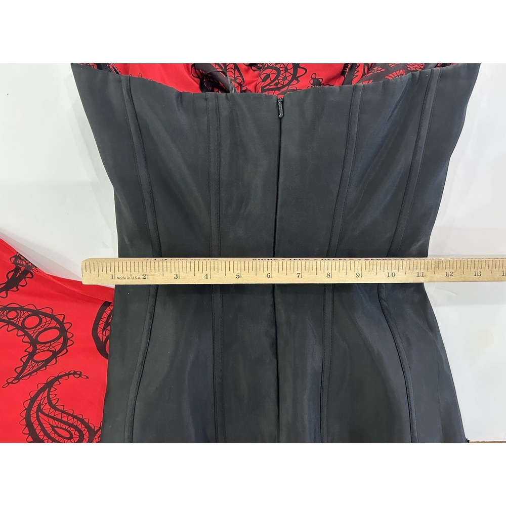 Vintage Red Black Gothic Corset Top Dress‎ Y2K Silk Witchy Vamp Prom Hoco Size 4 - Picture 14 of 16